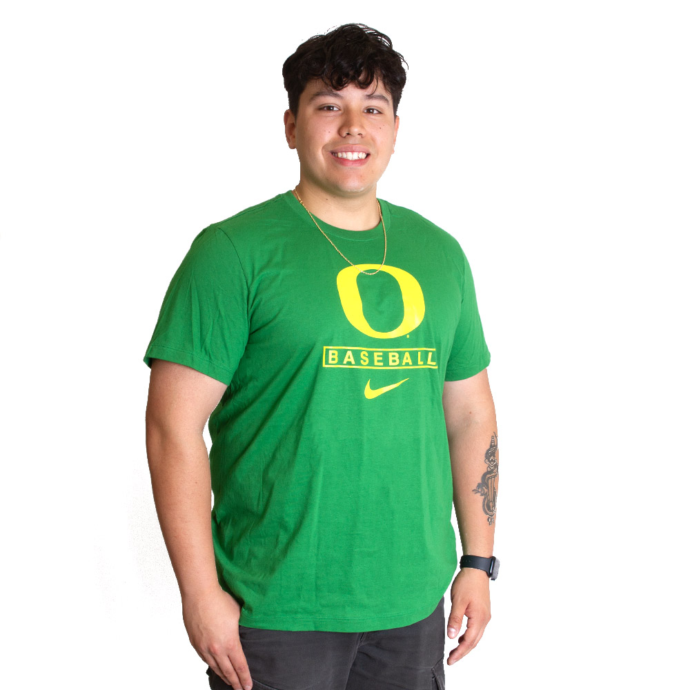 Classic Oregon O, Nike, Green, Crew Neck, Cotton, Men, Baseball, T-Shirt, 817404